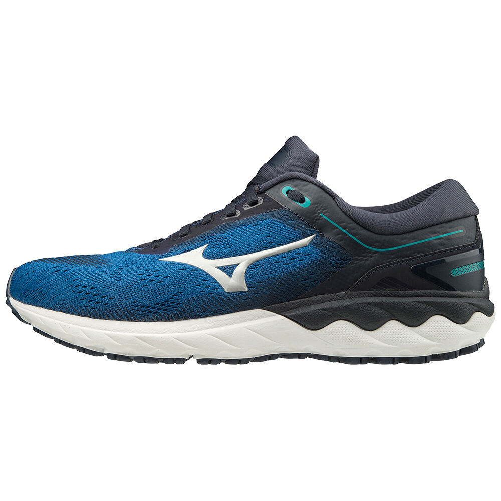 Sapatilhas Running Mizuno Wave Skyrise - Homem - Azuis/Prateadas/Azul Marinho - VPAED2394